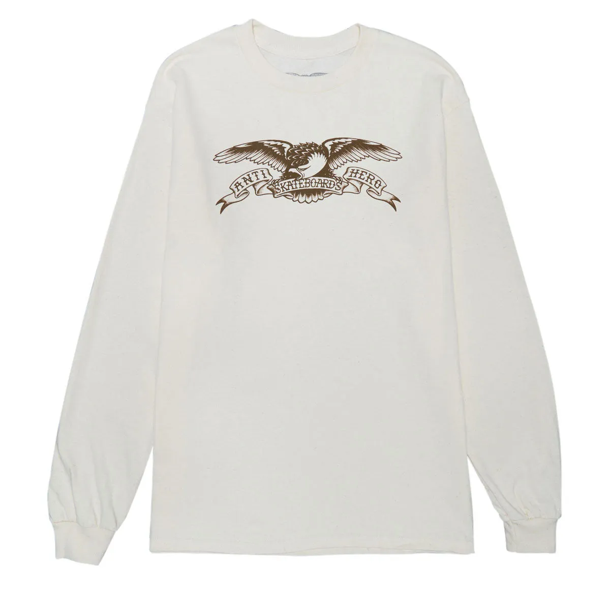 Decorations Anti-Hero Basic Eagle Long Sleeve T-Shirt - Cream/Brown Industrial Clothing