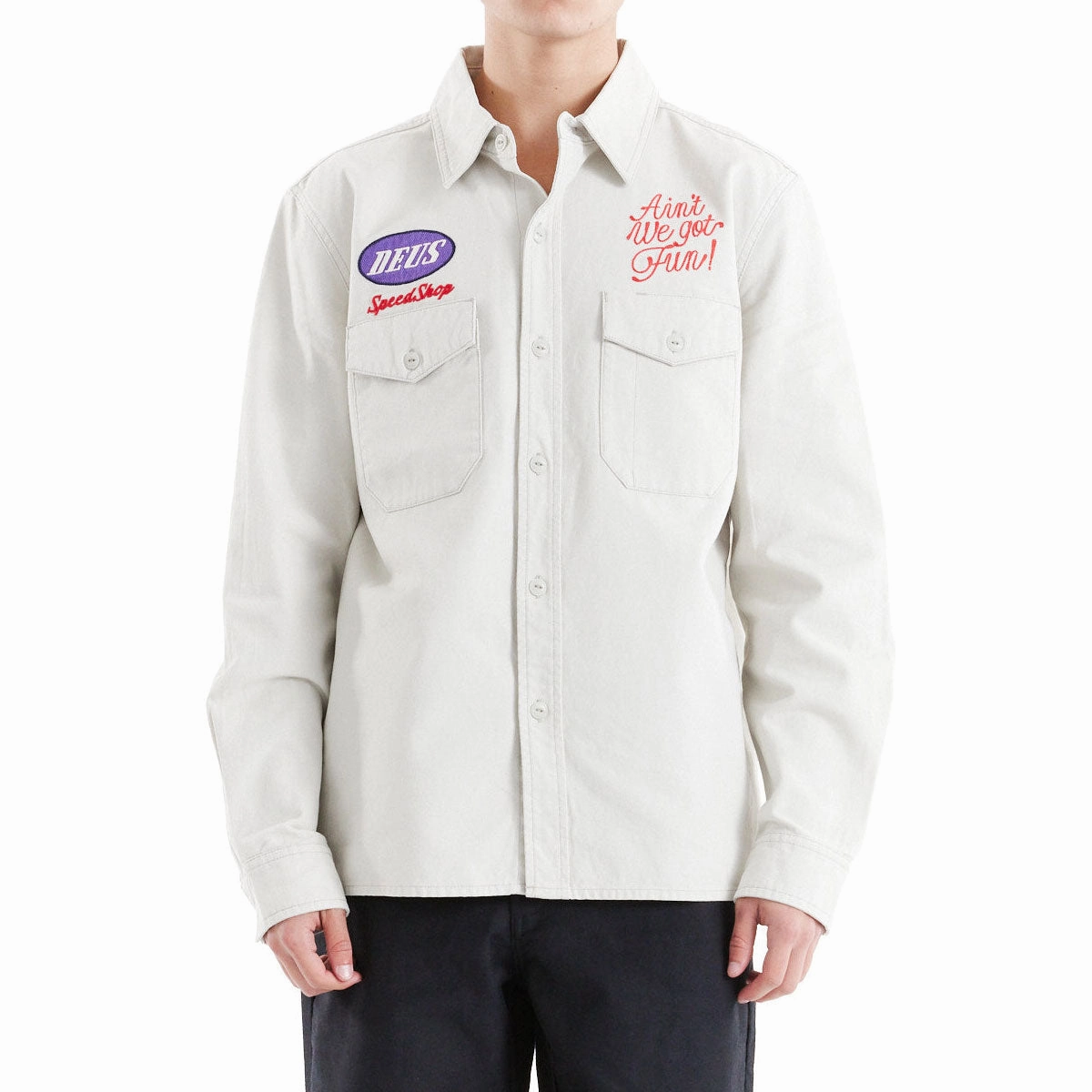 Deus Ex Machina Tin Lizzie Long Sleeve Shirt - Dirty White Video Game Accessories Electronics