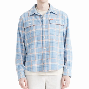 Deus Ex Machina Vacay Check Long Sleeve Shirt - Sky Blue Costumes Games