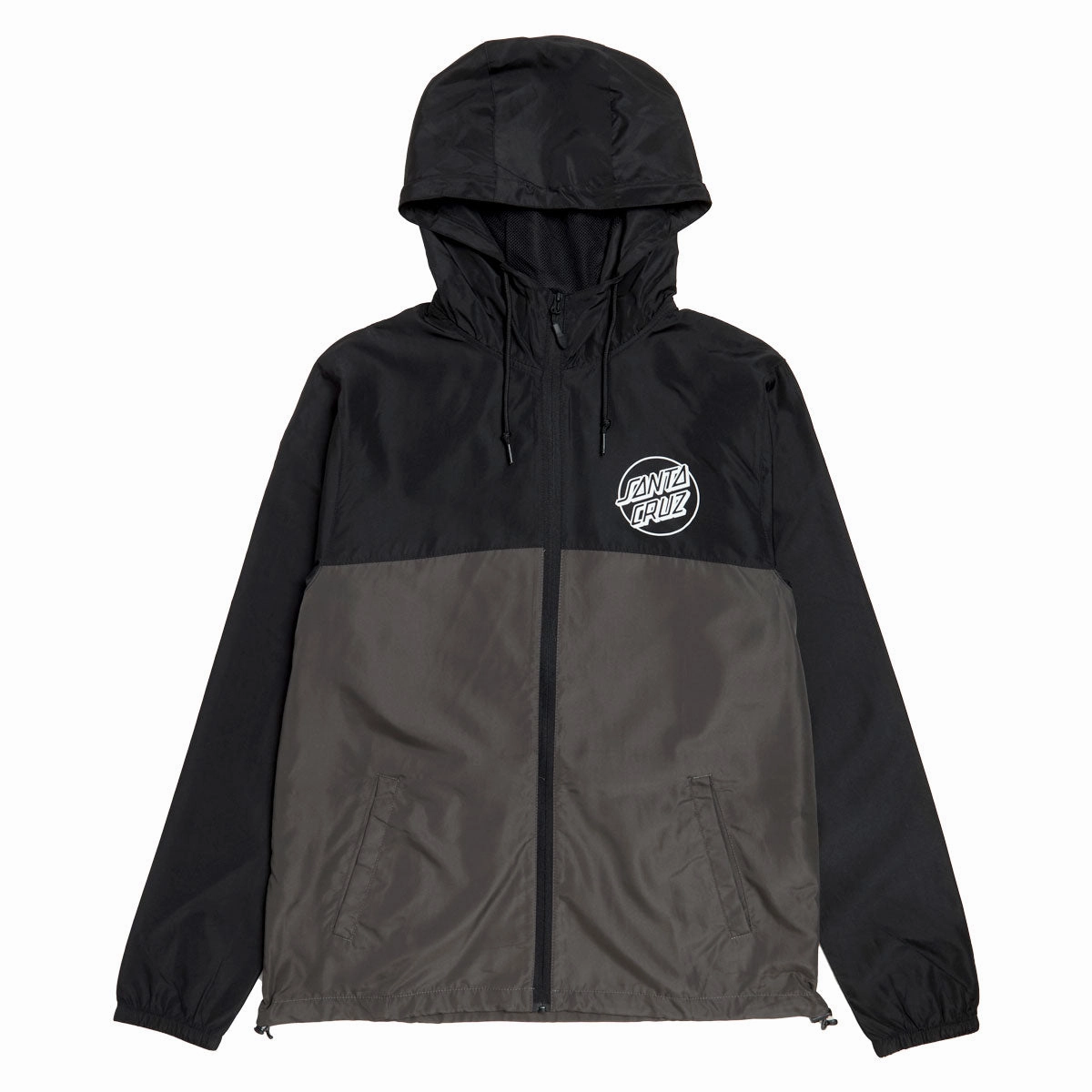 Dish Soap Santa Cruz Opus Dot Chest Hooded Windbreaker Jacket - Black/Graphite Holiday Collection