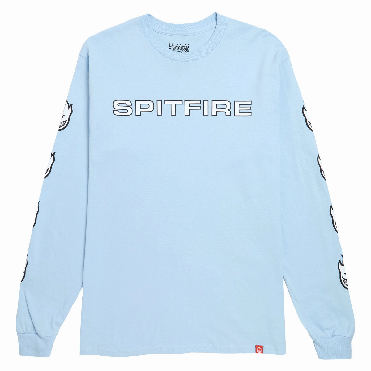 Dish Soap Spitfire Classic '87 Bighead Fill Long Sleeve T-Shirt - Light Blue/Black/White Prints Design Software