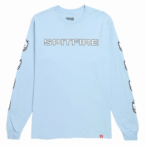 Dish Soap Spitfire Classic '87 Bighead Fill Long Sleeve T-Shirt - Light Blue/Black/White Prints Design Software