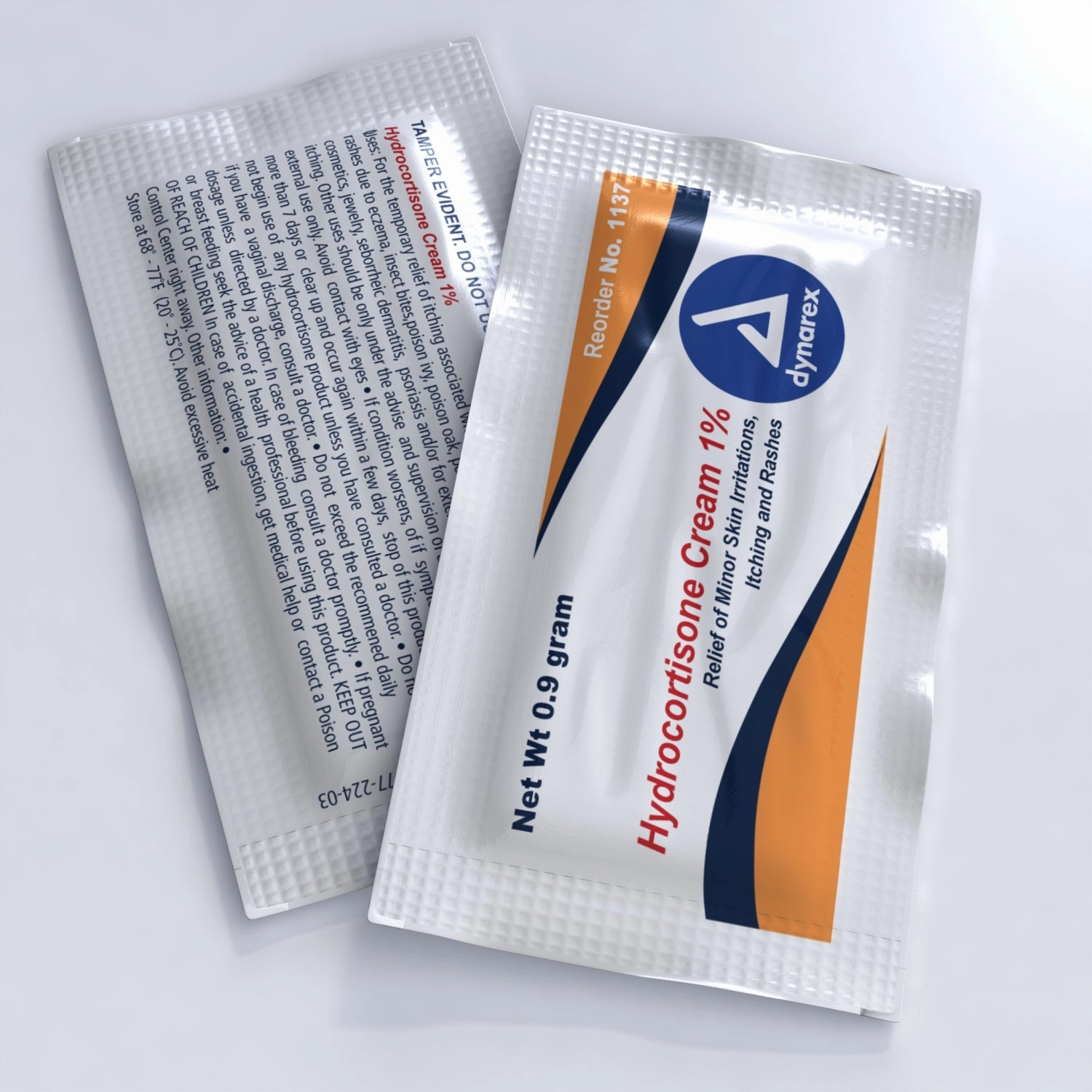 Dynarex Itch Relief 1% Strength Cream 0.9 Gram Individual Packets Box of 144