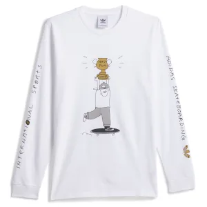 Embroidered Details Adidas HJ Champ Long Sleeve T-Shirt - White Loungewear