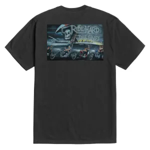 Embroidered Details Loser Machine Ride Hard T-Shirt - Black Building Materials