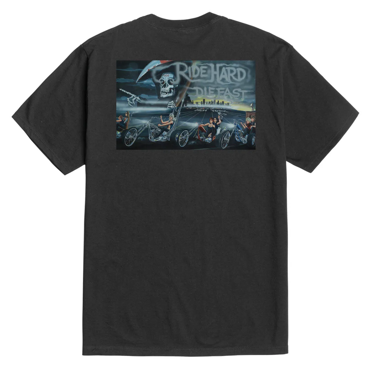 Embroidered Details Loser Machine Ride Hard T-Shirt - Black Building Materials