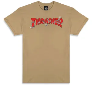 Embroidered Details Thrasher Chains By Daniel Shepard T-Shirt - Tan Clothing & Shoes