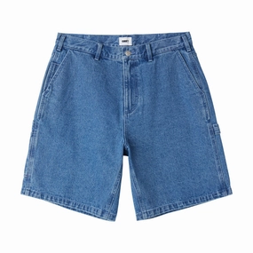 Evening Wear Obey Big Wig Denim Carpenter Shorts - Light Indigo Stickers