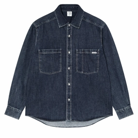 Exclusive Collection Polar Mike Long Sleeve Denim Shirt - Washed Blue Model Kits