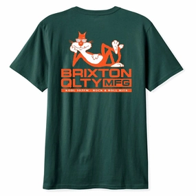 Fair Trade Brixton Cool Cat T-Shirt - Deep Emerald Unisex Clothing
