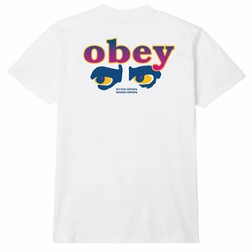 Fashion Basics Obey Eyes Open T-Shirt - White Statues