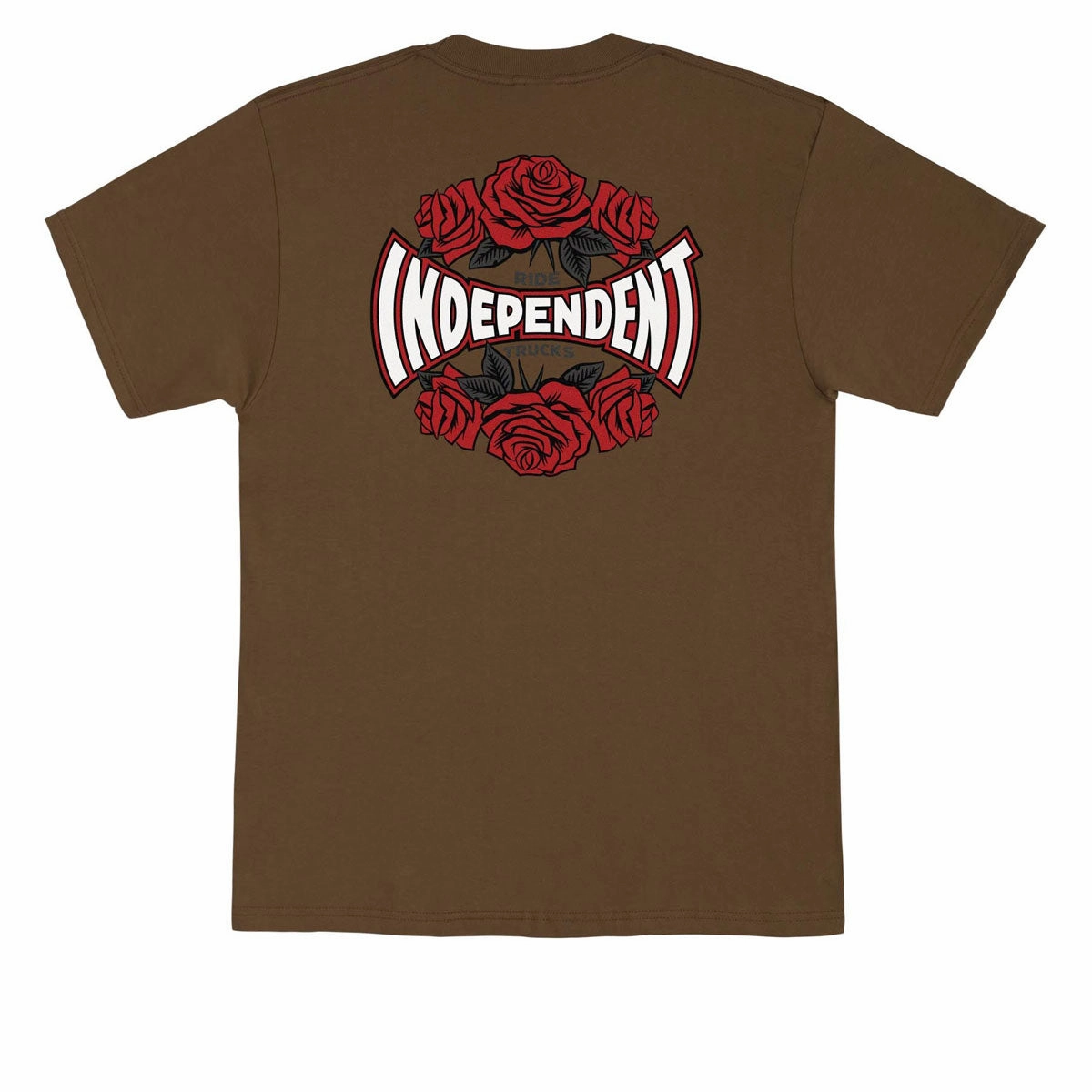 Fashion Trends Independent Rose Span T-Shirt - Dark Chocolate Tape