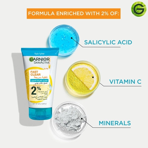Fast Clear [2%] Salicylic Acid & Vitamin C - 3-in-1 Anti-Acne Exfoliating Wash (150ml)