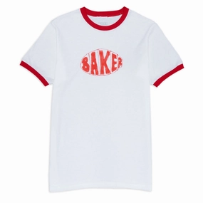 Fitness Trackers Baker Sprayed Oval Ringer T-Shirt - White Makeup Removers
