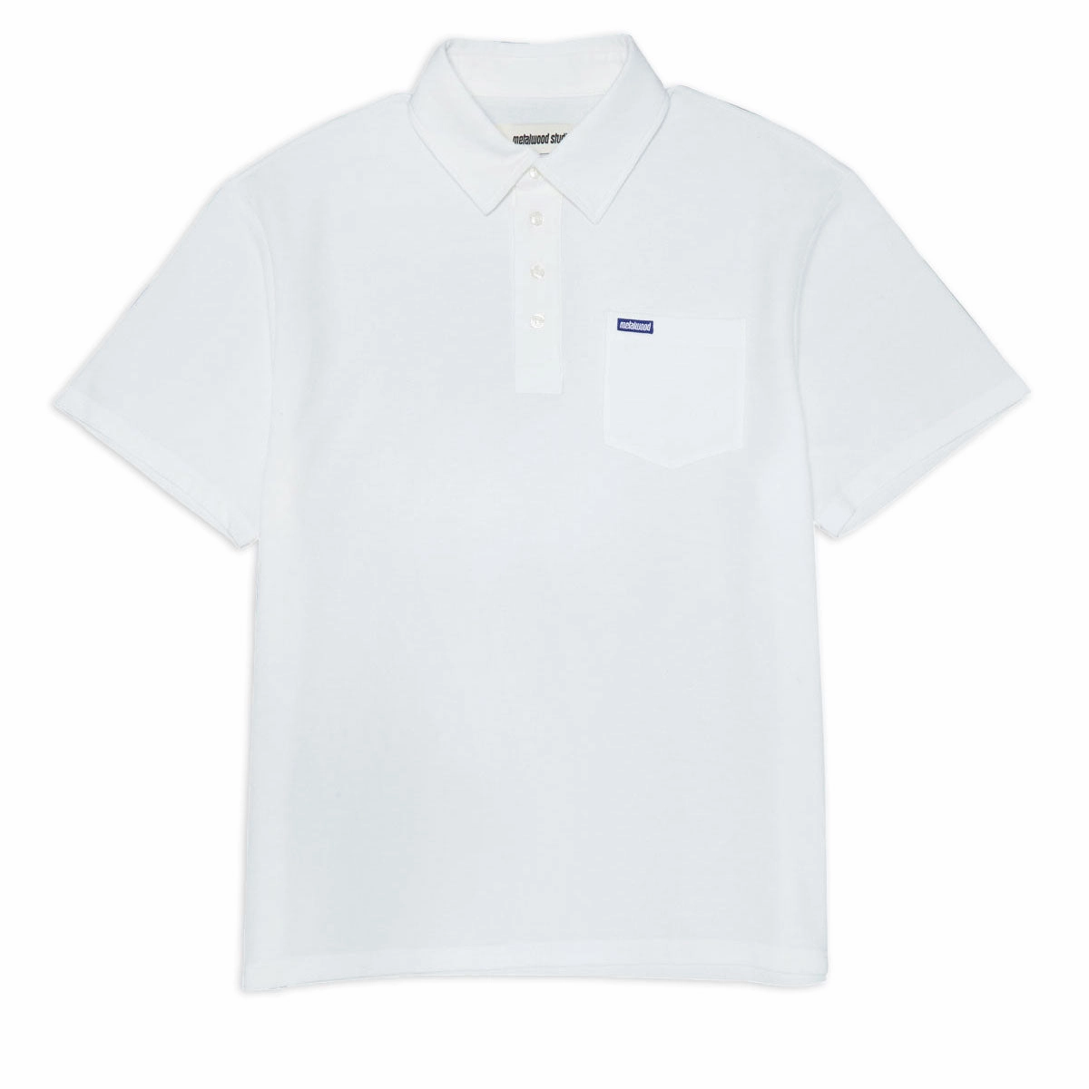 Fitness Trackers Metalwood Airy Pocket Polo Shirt - White Stamps