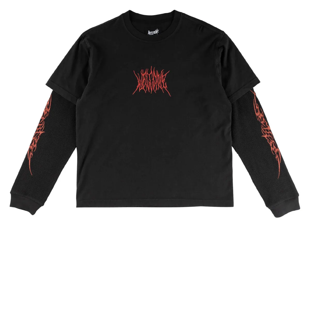 Footwear Collection Welcome Caste Layered Long Sleeve Knit Shirt - Black/Red Fair Trade