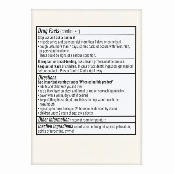 Foster & Thrive Chest Rub Ointment, Camphor 4.8% / Menthol 2.6 % / Eucalyptus Oil 1.2% / 3.5 oz. 1 Each