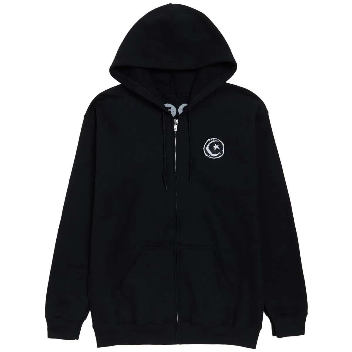 Foundation Star And Moon Embroidered Zip Hoodie - Black Cruise Ships Best Deals
