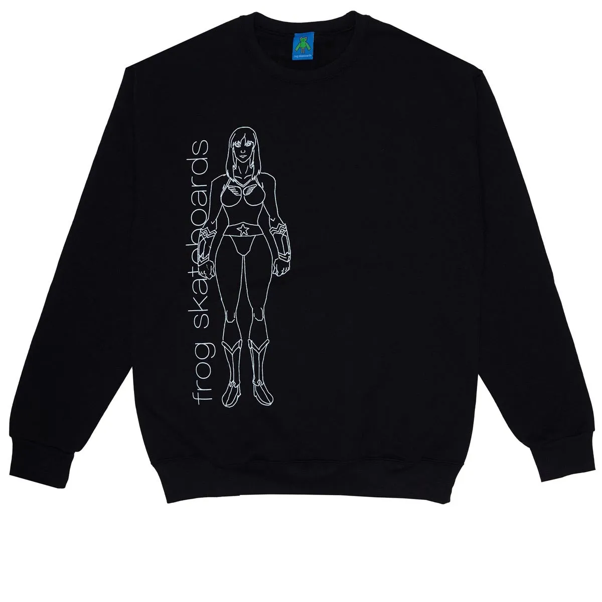 Frog Comic Book Crewneck Sweatshirt - Black Bags Pool Supplies