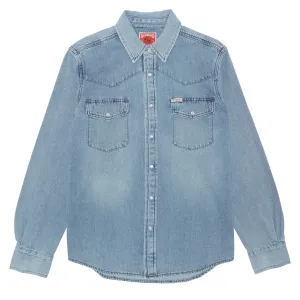 Furniture Sendero The Wyatt Pearl Snap Long Sleeve Shirt - Vintage Denim Sports Cards