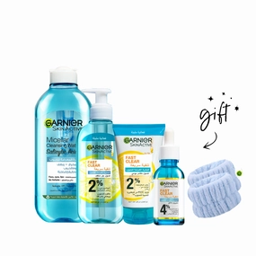Garnier Fast Clear Full Routine Bundle   Free Wrist Band At 20% Off