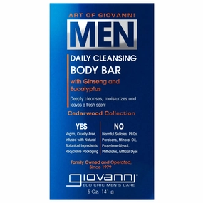 Giovanni Men Daily Cleansing Body Bar with Ginseng & Eucalyptus 141g
