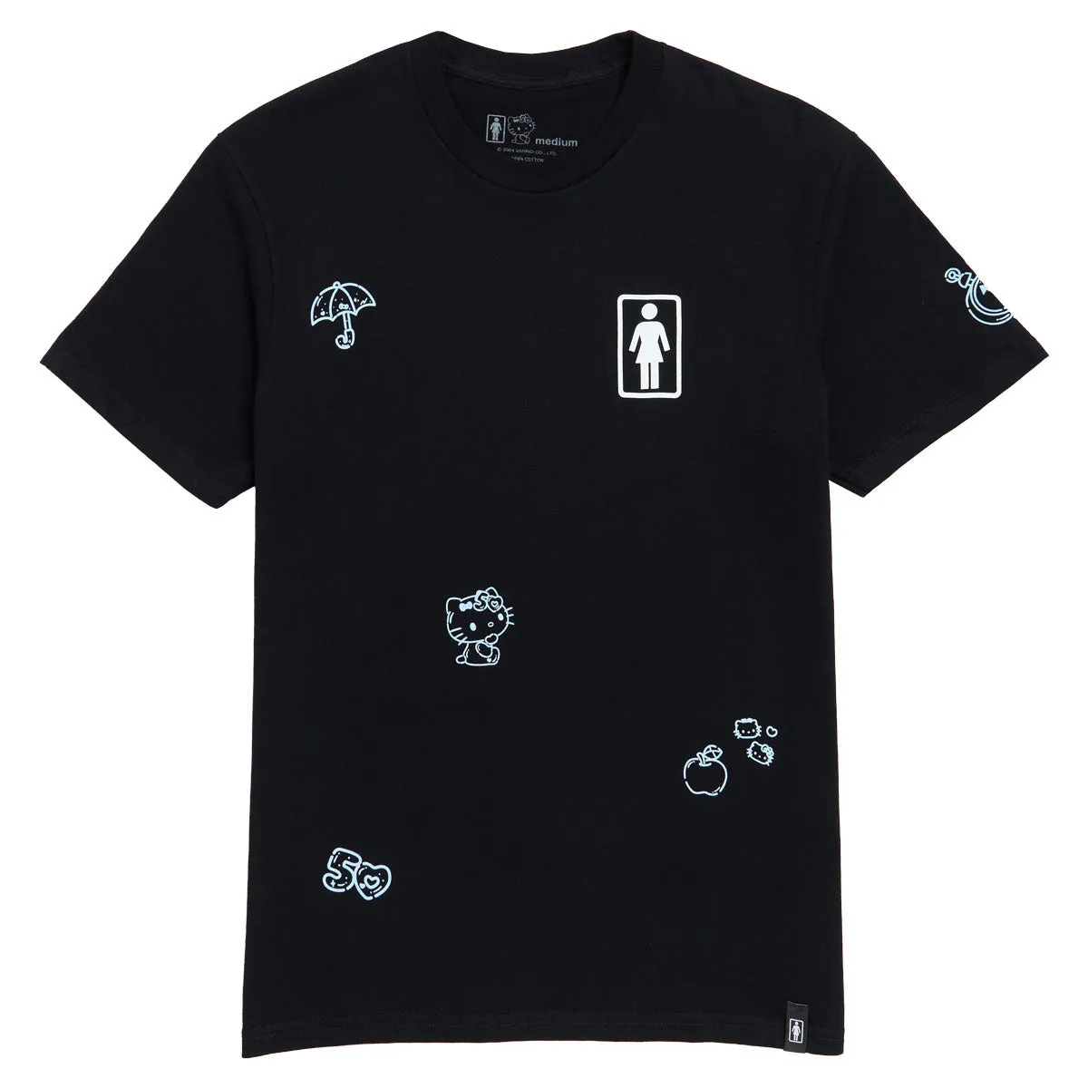 Girl x Hello Kitty All Over T-Shirt - Black Party Supplies Jerseys