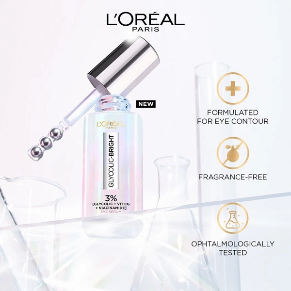 Glycolic [3% Glycolic Acid    Vitamin CG   Niacinamide] Eye Serum For Dark Circles, Brighten Eyes 20
