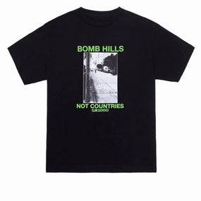 GX1000 Bomb Hills Not Countries T-Shirt - Black/Green Font Beverages Art