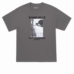 GX1000 Bomb Hills Not Countries T-Shirt - Charcoal/Black Font Outfit Ideas Spandex Stretch