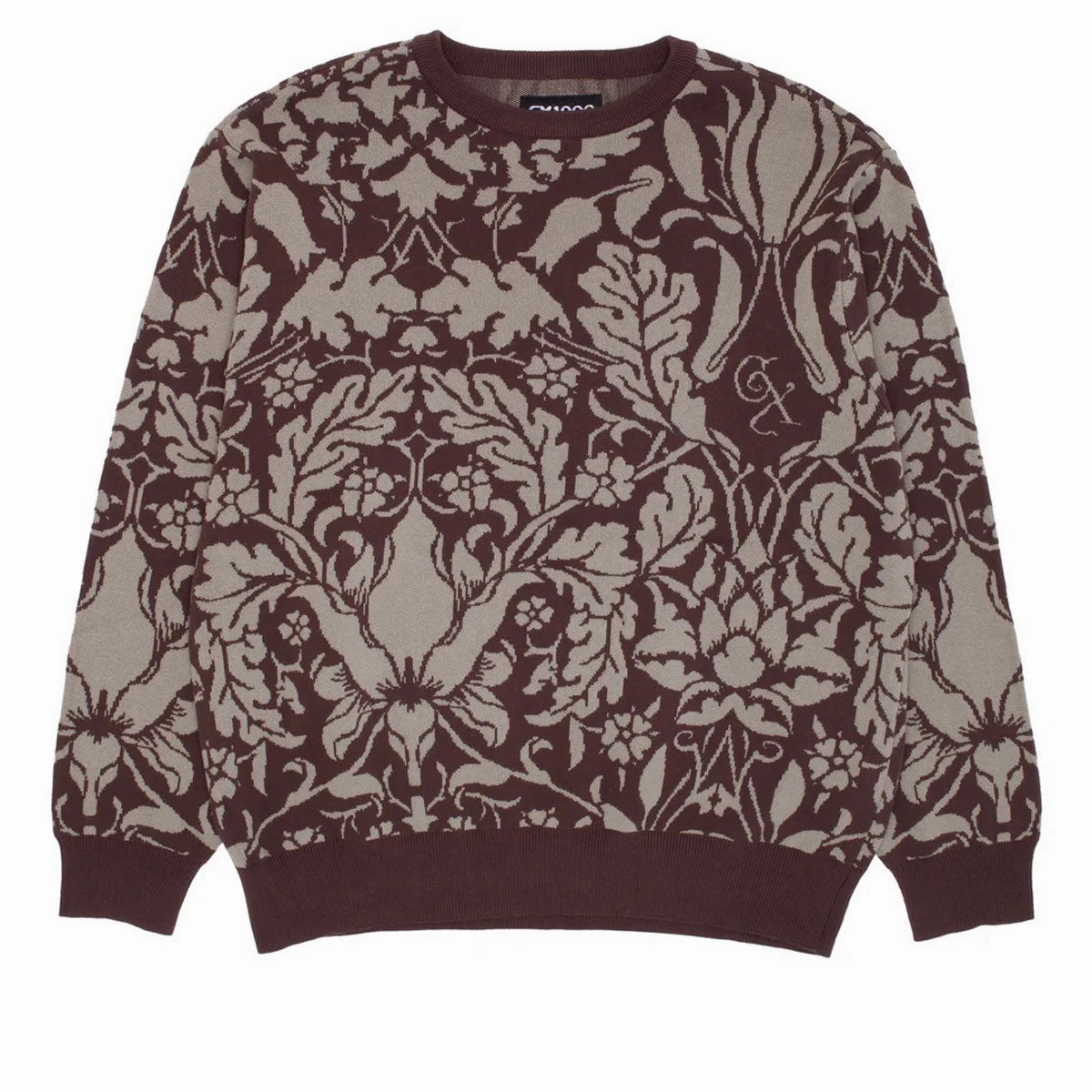 GX1000 Jacquard Knit Floral Sweatshirt - Brown Hair Extensions Medical Supplies
