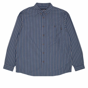 GX1000 Long Sleeve Button Down Shirt - Navy Striped Patio Heaters Footwear Basics