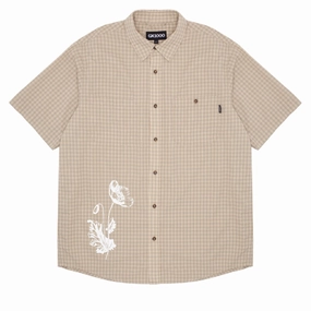 GX1000 Short Sleeve Button Down Shirt - Tan Plaid Copiers Concerts