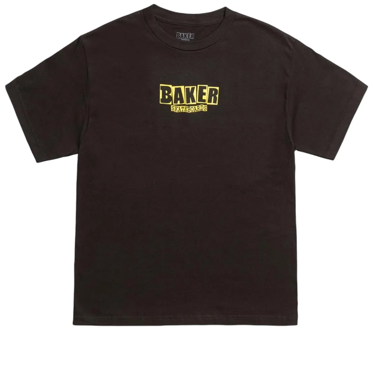 Hair Care Baker Brand Logo T-Shirt - Black/Yellow Newspapers