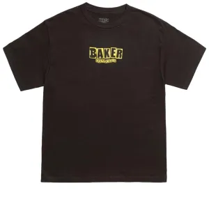 Hair Care Baker Brand Logo T-Shirt - Black/Yellow Newspapers