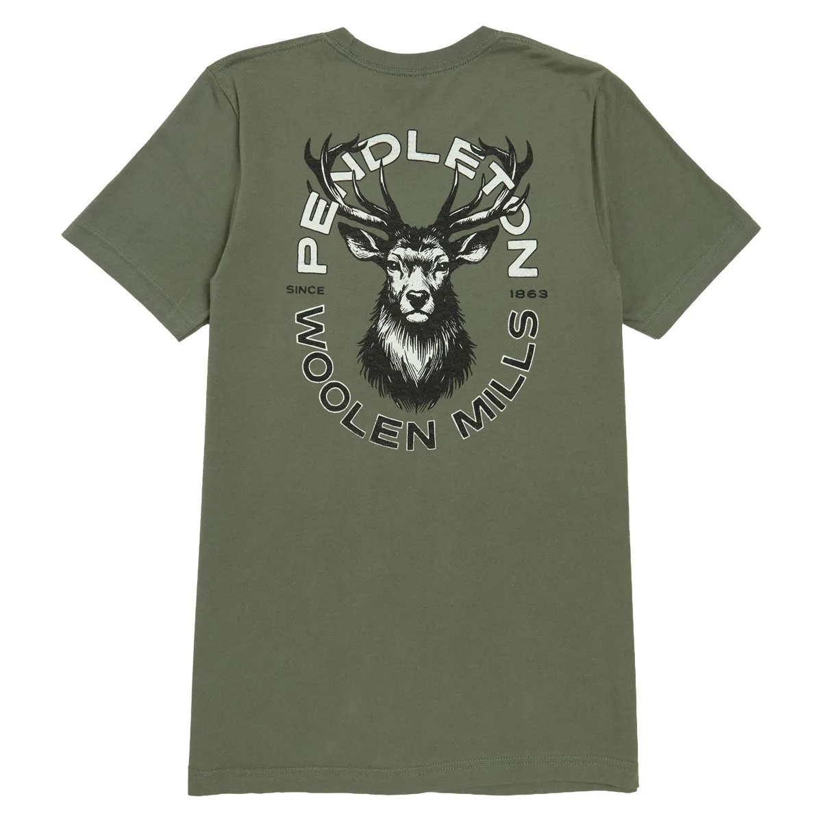 Hair Extensions Pendleton Stag T-Shirt - Military Green/Black Hair Extensions