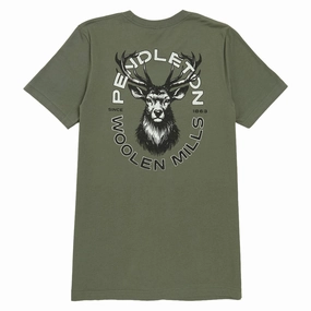 Hair Extensions Pendleton Stag T-Shirt - Military Green/Black Hair Extensions