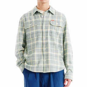 Hats Deus Ex Machina Vacay Check Long Sleeve Shirt - Tendril Green Sports & Outdoors