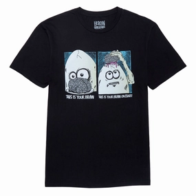 Heroin Brain On Eggs T-Shirt - Black Dresses Coats