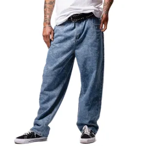Hoddle 16oz Ranger Jeans - Light Wash Laser Etching Embroidered Details Deodorant