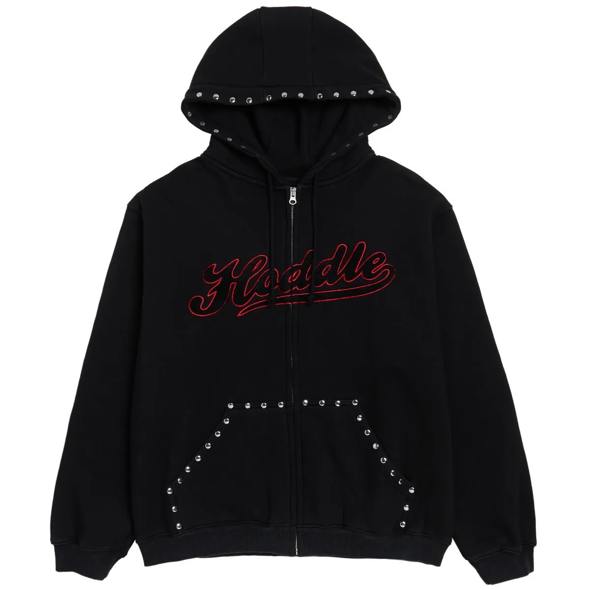 Hoddle Intarsia Script Zip Up Hoodie - Black Footwear Basics Gift Wrapping