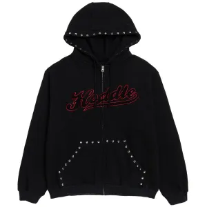 Hoddle Intarsia Script Zip Up Hoodie - Black Footwear Basics Gift Wrapping