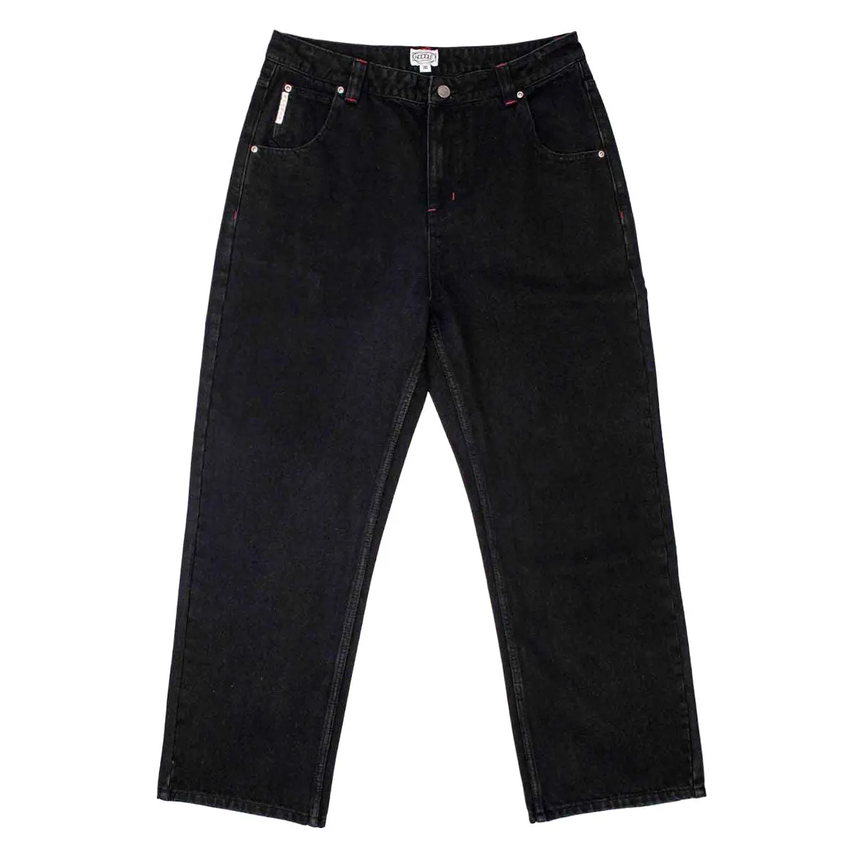 Hoddle Sonas Jeans - Black/Red Contrast Stitch School Supplies Fashion Staples