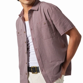 Hospitality Supplies Brixton Cru Micro Plaid Shirt - Cordovan Red Micro Plaid Organic Food
