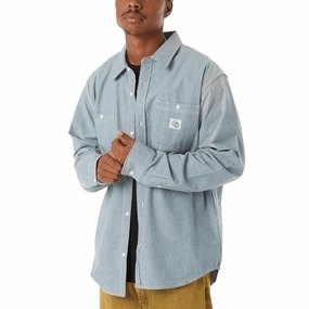 Hotel Amenities HUF Total Eclipse Chambray Long Sleeve Shirt - Light Blue Chargers