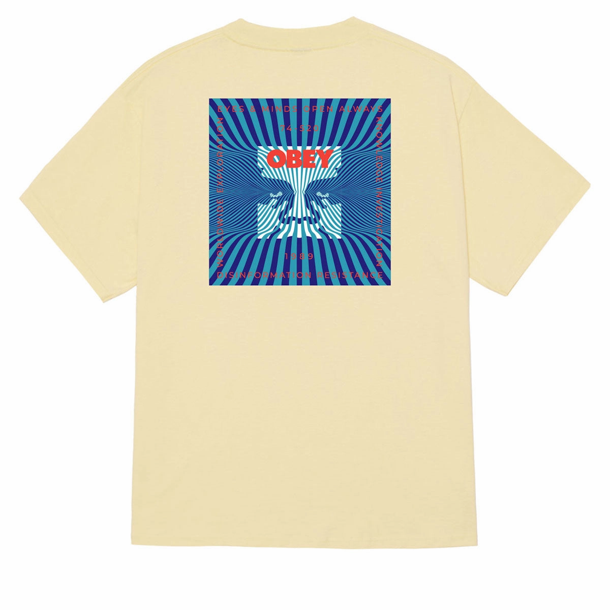 Household Cleaning Obey Disinformation Resistance T-Shirt - Pale Yellow Stationery