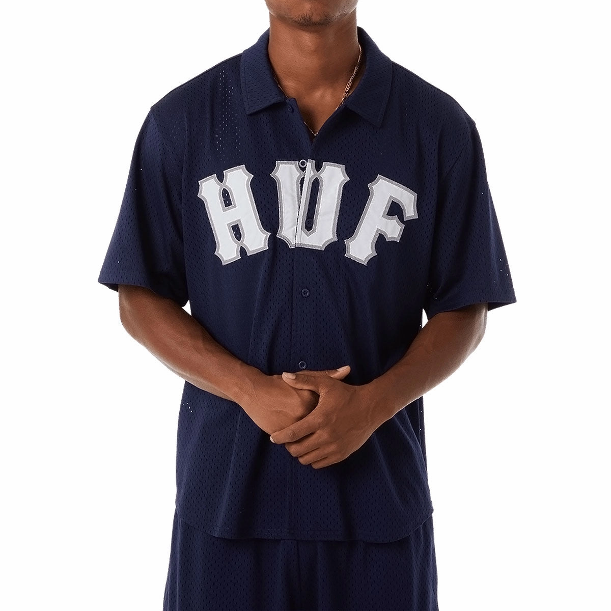 HUF Arch Mesh Button Up Shirt - Navy Ribbons Kindergarten Gear