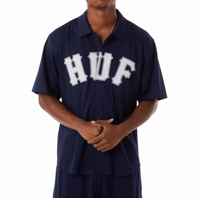 HUF Arch Mesh Button Up Shirt - Navy Ribbons Kindergarten Gear