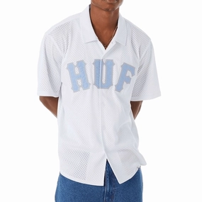 HUF Arch Mesh Button Up Shirt - White Beachwear Steering Wheel Covers