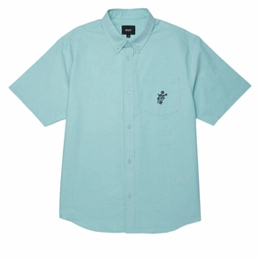 HUF Icarus Oxford Shirt - Diffused Jade Swimwear New Arrivals